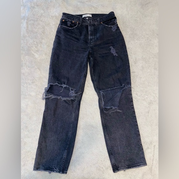 A&F Vintage Stretch Denim - Curve Love Ultra High Rise 90s Straight /size: 28/6S - Picture 4 of 9